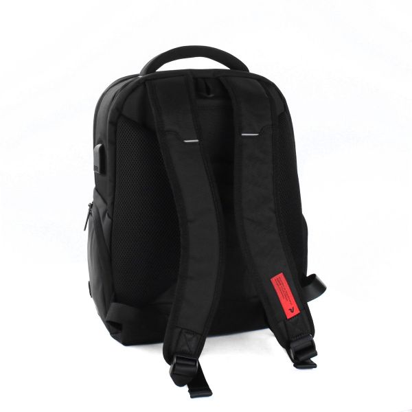 Modern laptop bag in black color with comfortable padded backpacks